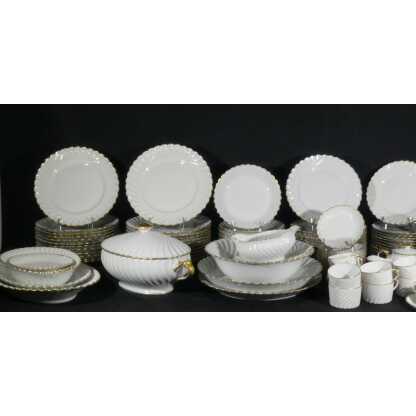 Haviland Torse blanc et filet doré, service de table pour 12 personnes porcelaine Limoges – Image 10
