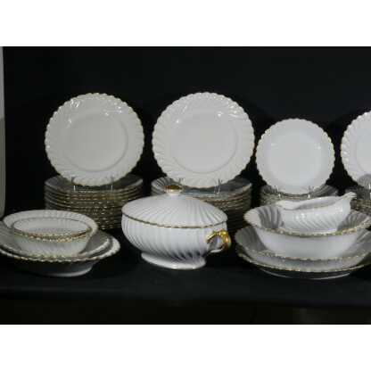 Haviland Torse blanc et filet doré, service de table pour 12 personnes porcelaine Limoges – Image 9