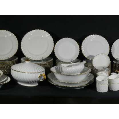 Haviland Torse blanc et filet doré, service de table pour 12 personnes porcelaine Limoges – Image 8