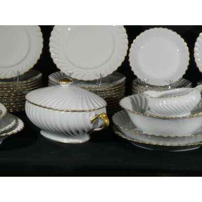 Haviland Torse blanc et filet doré, service de table pour 12 personnes porcelaine Limoges – Image 6