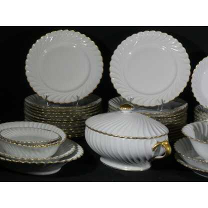 Haviland Torse blanc et filet doré, service de table pour 12 personnes porcelaine Limoges – Image 5
