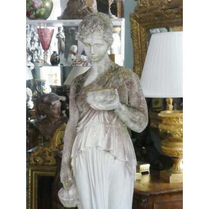 Hébé, grande sculpture de jardin en pierre ciment, déesse, époque début XX ème – Image 2