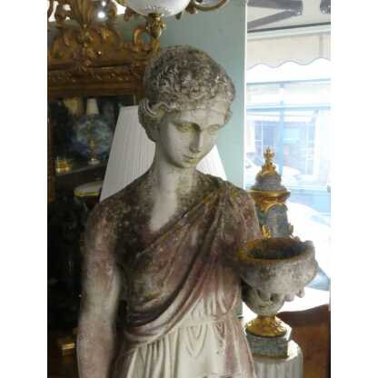 Hébé, grande sculpture de jardin en pierre ciment, déesse, époque début XX ème – Image 11