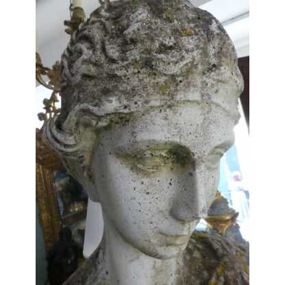 Hébé, grande sculpture de jardin en pierre ciment, déesse, époque début XX ème – Image 4