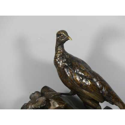 Jules Moigniez, Grand Bronze Animalier La Poule Faisane, Faisan, XIX ème – Image 2