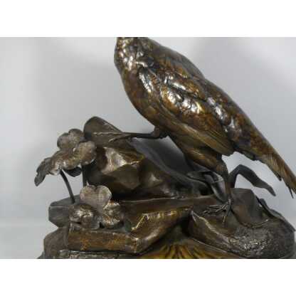 Jules Moigniez, Grand Bronze Animalier La Poule Faisane, Faisan, XIX ème – Image 3