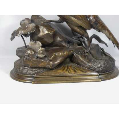 Jules Moigniez, Grand Bronze Animalier La Poule Faisane, Faisan, XIX ème – Image 15