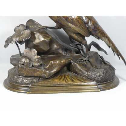Jules Moigniez, Grand Bronze Animalier La Poule Faisane, Faisan, XIX ème – Image 14