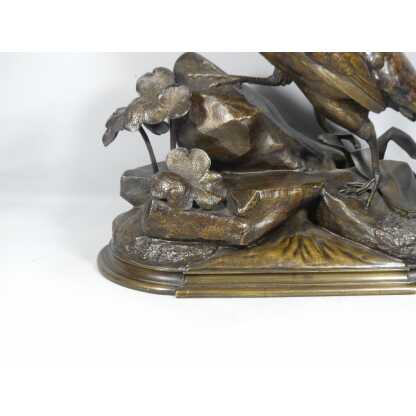 Jules Moigniez, Grand Bronze Animalier La Poule Faisane, Faisan, XIX ème – Image 13