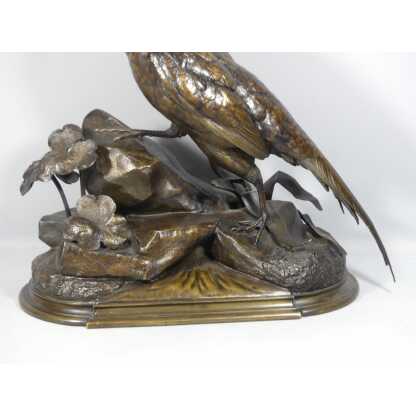 Jules Moigniez, Grand Bronze Animalier La Poule Faisane, Faisan, XIX ème – Image 12