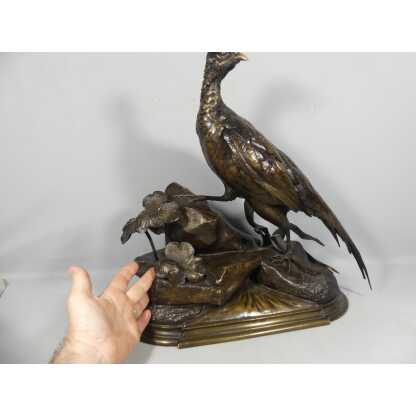 Jules Moigniez, Grand Bronze Animalier La Poule Faisane, Faisan, XIX ème – Image 10