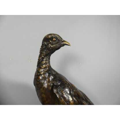 Jules Moigniez, Grand Bronze Animalier La Poule Faisane, Faisan, XIX ème – Image 9