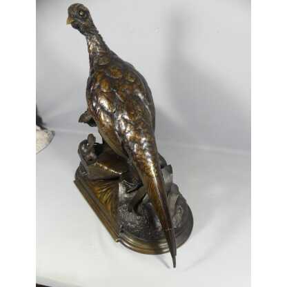 Jules Moigniez, Grand Bronze Animalier La Poule Faisane, Faisan, XIX ème – Image 7