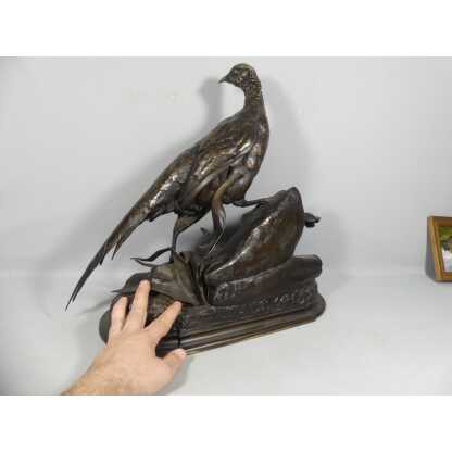 Jules Moigniez, Grand Bronze Animalier La Poule Faisane, Faisan, XIX ème – Image 16