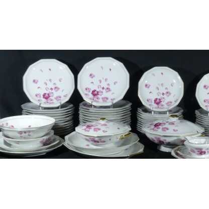 Roses et pétales, service porcelaine Limoges Bernardaud Art Déco pour 12 personnes – Image 2