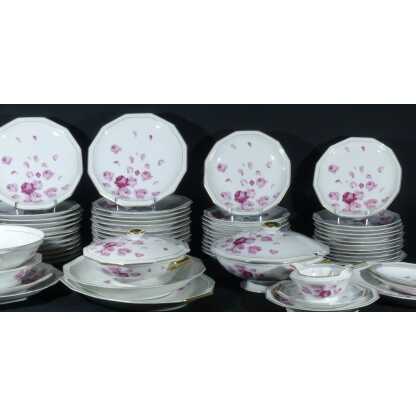 Roses et pétales, service porcelaine Limoges Bernardaud Art Déco pour 12 personnes – Image 17