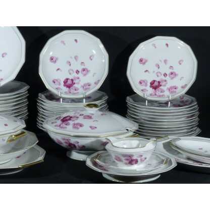 Roses et pétales, service porcelaine Limoges Bernardaud Art Déco pour 12 personnes – Image 15