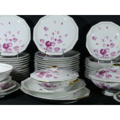 Roses et pétales, service porcelaine Limoges Bernardaud Art Déco pour 12 personnes – Image 14