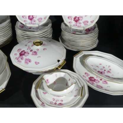 Roses et pétales, service porcelaine Limoges Bernardaud Art Déco pour 12 personnes – Image 12