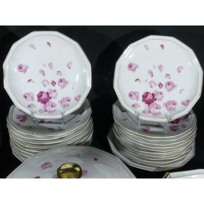Roses et pétales, service porcelaine Limoges Bernardaud Art Déco pour 12 personnes – Image 11