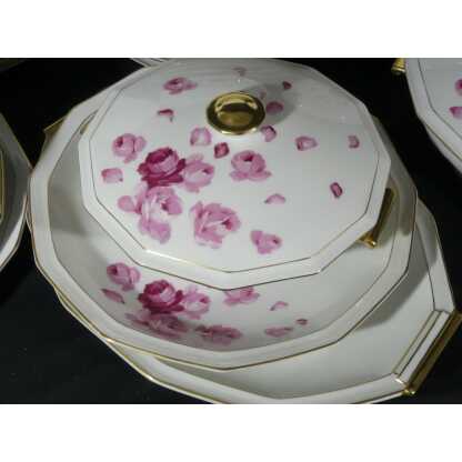 Roses et pétales, service porcelaine Limoges Bernardaud Art Déco pour 12 personnes – Image 9