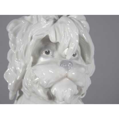 Chien Bichon frisé, statuette en porcelaine allemande Gebrüder Heubach marque bleue 1882-1915 – Image 3