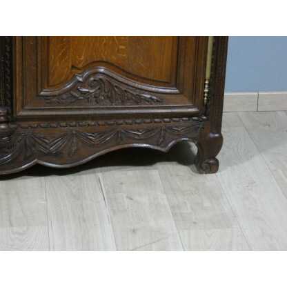 Armoire Normande De Mariage En Chêne Maillé Et Sculpté De Colombes Et Fleurs, époque XVIII ème – Image 16