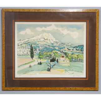 Yves Brayer et la montagne Sainte Victoire, paysage de Provence lithographie