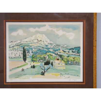 Yves Brayer et la montagne Sainte Victoire, paysage de Provence lithographie – Image 2