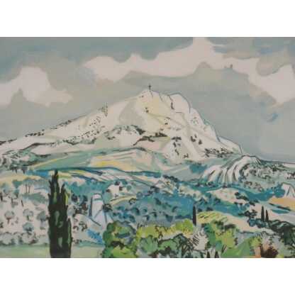 Yves Brayer et la montagne Sainte Victoire, paysage de Provence lithographie – Image 4