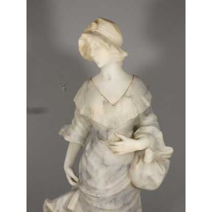 Antonio Cuzzini, sculpture en albâtre jeune femme, Italie vers 1920 – Image 2