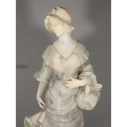 Antonio Cuzzini, sculpture en albâtre jeune femme, Italie vers 1920 – Image 5