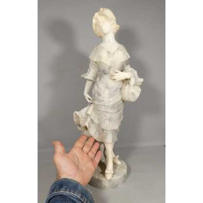 Antonio Cuzzini, sculpture en albâtre jeune femme, Italie vers 1920 – Image 6