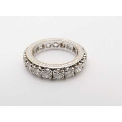 Bague alliance américaine en or blanc et diamants 1.98 carats