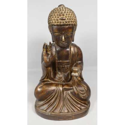 Bouddha Shakyamuni bronze main levée Abhaya Mudra, sculpture époque fin XIX ème