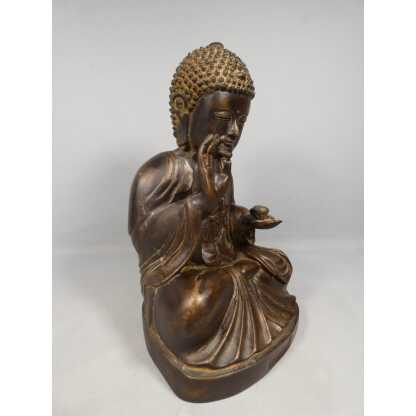 Bouddha Shakyamuni bronze main levée Abhaya Mudra, sculpture époque fin XIX ème – Image 2