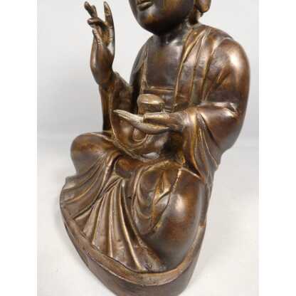 Bouddha Shakyamuni bronze main levée Abhaya Mudra, sculpture époque fin XIX ème – Image 8