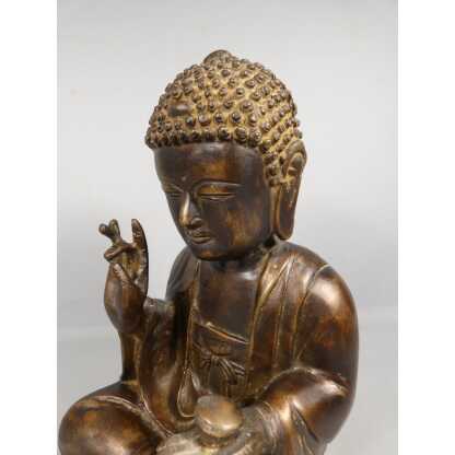 Bouddha Shakyamuni bronze main levée Abhaya Mudra, sculpture époque fin XIX ème – Image 7