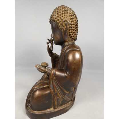 Bouddha Shakyamuni bronze main levée Abhaya Mudra, sculpture époque fin XIX ème – Image 6