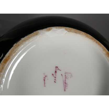 Vase boule Art Déco, décor géométrique or et platine sur fond noir, porcelaine de Limoges – Image 8