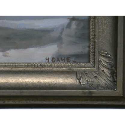 Bouquet de fleurs dans vase en porcelaine, nature morte à la gouache signée H Dame – Image 13