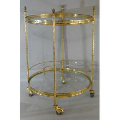 Trolley, desserte, bar roulant en laiton et verre, Jansen, Baguès, époque 1960 – Image 2