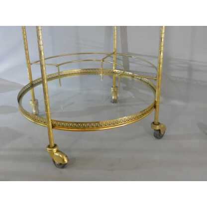 Trolley, desserte, bar roulant en laiton et verre, Jansen, Baguès, époque 1960 – Image 8