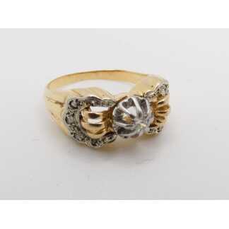 Bague des années 30-40 en or jaune et diamant, taille 53