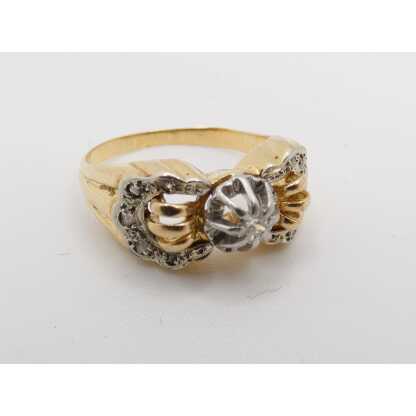 Bague des années 30-40 en or jaune et diamant, taille 53