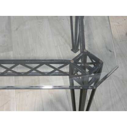 Table de salle à manger pour 8 personnes en fer forgé et verre, époque 1970-80 – Image 6
