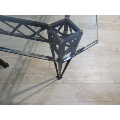 Table de salle à manger pour 8 personnes en fer forgé et verre, époque 1970-80 – Image 10