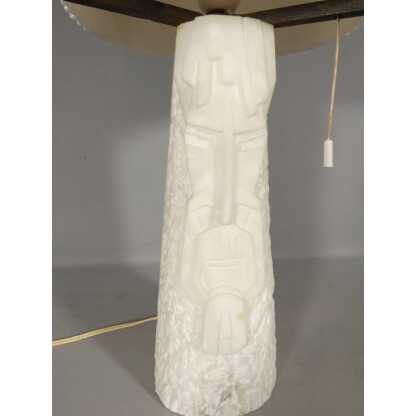 Lampe vintage en albâtre, pied monobloc sculpté et abat jour d'une seule pièce en albâtre – Image 14