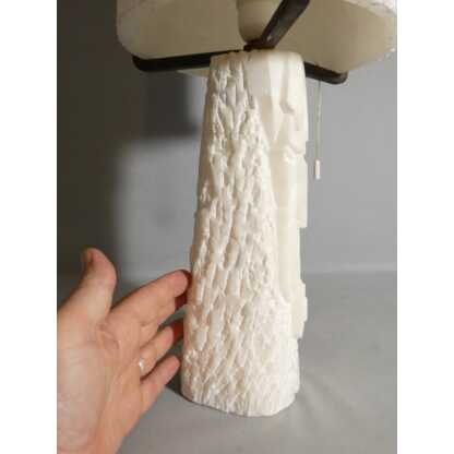 Lampe vintage en albâtre, pied monobloc sculpté et abat jour d'une seule pièce en albâtre – Image 11