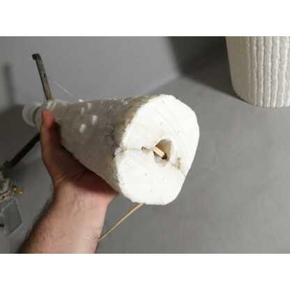 Lampe vintage en albâtre, pied monobloc sculpté et abat jour d'une seule pièce en albâtre – Image 4